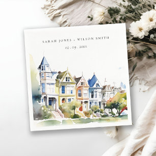San Francisco Painted Ladies Landscape Wedding Napkin