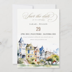 San Francisco Painted Ladies Landscape Wedding Save The Date