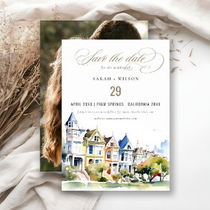 San Francisco Painted Ladies Scape Photo Wedding Save The Date