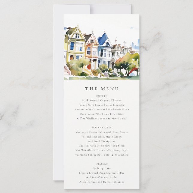 San Francisco Painted Ladies Wedding Menu Card (Front)