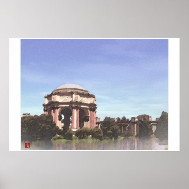 San Francisco-Palace Fine Arts Digital Watercolor Poster (Front)