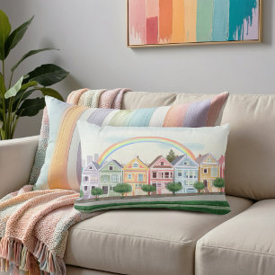 San Francisco Pastel Painted Ladies  Lumbar Pillow
