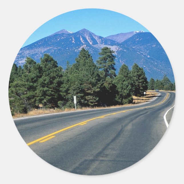 San Francisco peaks, flagstaff rebuilt, highway 66 Classic Round Sticker (Front)