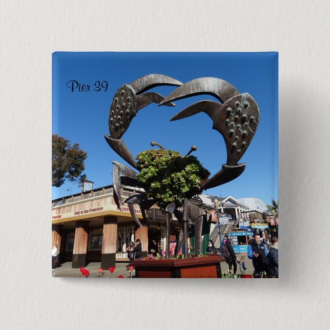 San Francisco Pier 39 Crab Statue Pinback Button (Front)