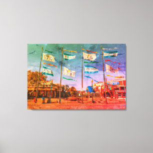 San Francisco Pier 39 Flags Canvas Print