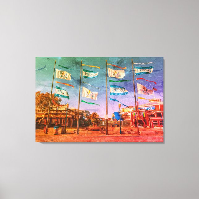 San Francisco Pier 39 Flags Canvas Print (Front)