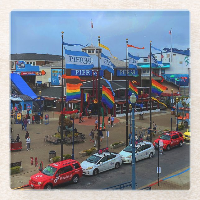 San Francisco Pier 39 Pride #1 Glass Coaster (Front)