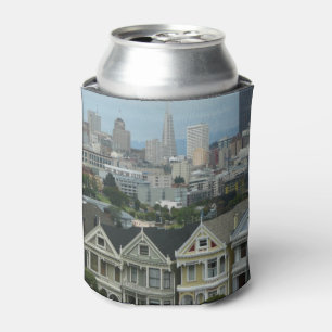 San Francisco Postcard Row City Scene Photography Can Cooler