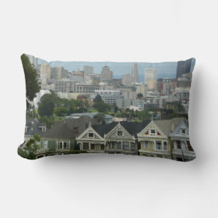 San Francisco Postcard Row City Scene Photography Lumbar Pillow