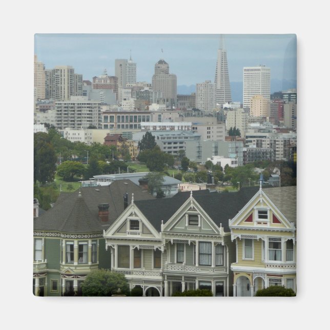 San Francisco Postcard Row City Scene Photography Magnet (Front)