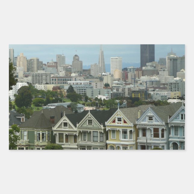 San Francisco Postcard Row City Scene Photography Sticker (Front)