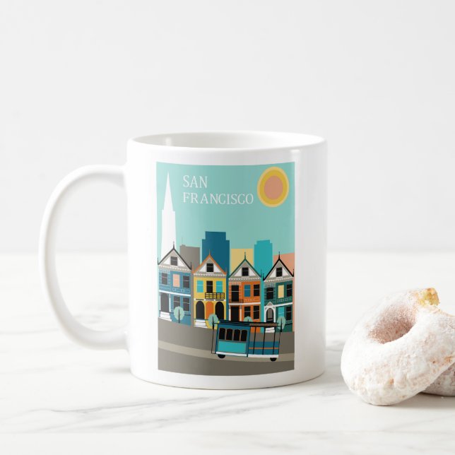 San Francisco Pretty Art Coffee Mug (With Donut)