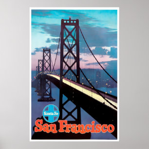 San Francisco Print Golden Gate Bridge Art Santa