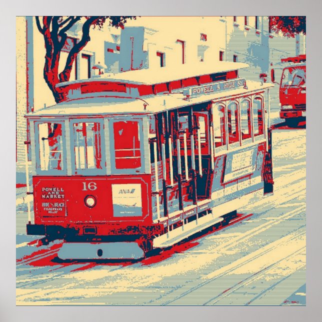San Francisco, red blue Poster (Front)