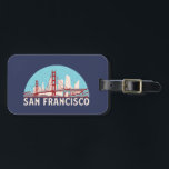 San Francisco Retro City Skyline Vintage Cityscape Luggage Tag<br><div class="desc">Vintage and retro city design with beautiful skyline, tourist attraction and cityscape art. Cool skyscraper and building silhouette illustration merchandise for tourist and traveller. Perfect as souvenir to bring back home when travelling. Save the memory of your travel and vacation with family and friends. Background colour can be customized to...</div>