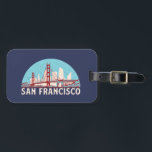 San Francisco Retro City Skyline Vintage Cityscape Luggage Tag<br><div class="desc">Vintage and retro city design with beautiful skyline, tourist attraction and cityscape art. Cool skyscraper and building silhouette illustration merchandise for tourist and traveller. Perfect as souvenir to bring back home when travelling. Save the memory of your travel and vacation with family and friends. Background colour can be customized to...</div>