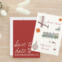 San Francisco save the date with drawings