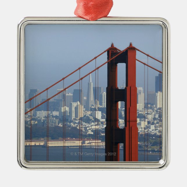 San Francisco seen trough Golden Gate Bridge. Metal Ornament (Front)