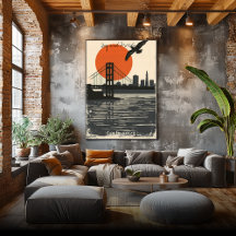 San Francisco Silhouettes - Golden Gate Reflection