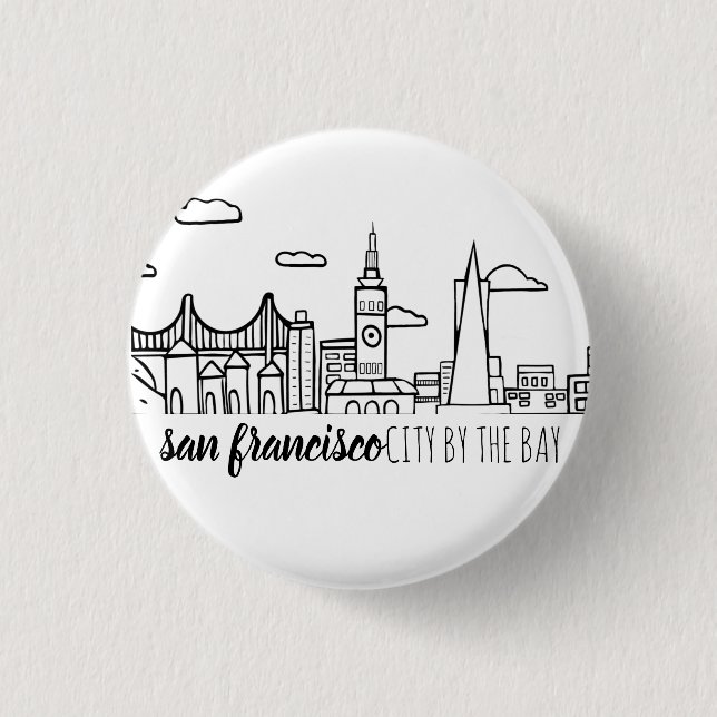 San Francisco Skyline 1 Inch Round Button (Front)