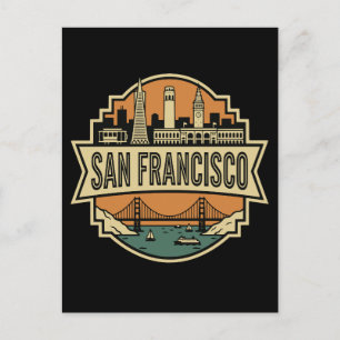 San Francisco Skyline And Golden Gate Bridge Postcard