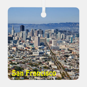 San Francisco Skyline & Cable Cars, Metal Ornament