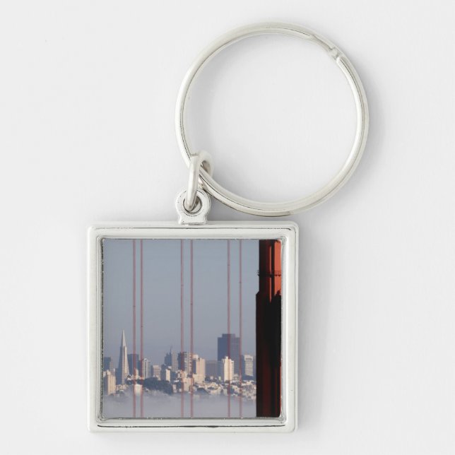 San Francisco Skyline from Golden Gate Bridge. Keychain (Front)