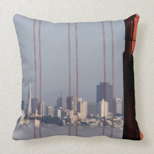 San Francisco Skyline from Golden Gate Bridge. Throw Pillow