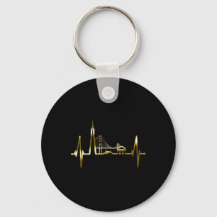 San Francisco Skyline Heartbeat California Usa San Keychain