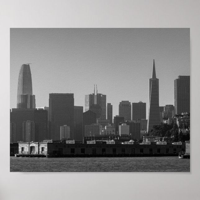 San Francisco Skyline Monochrome - Cityscape Photo Poster (Front)