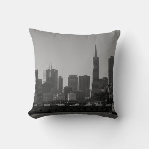 San Francisco Skyline Monochrome - Cityscape Photo Throw Pillow
