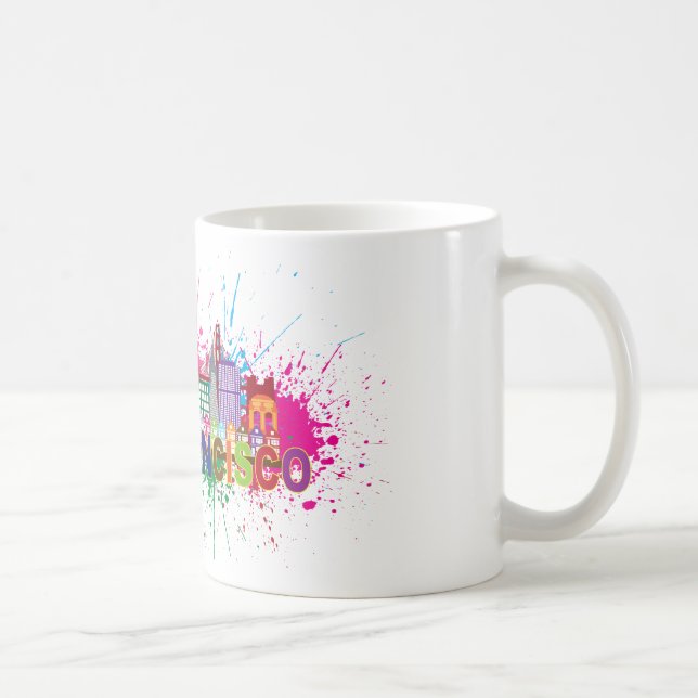 San Francisco Skyline Paint Splatter Illustration Coffee Mug (Right)