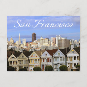 San Francisco Skyline & Painted Ladies, California Postcard