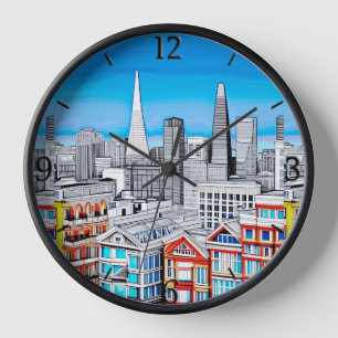 San Francisco Skyline Poster Art Clock