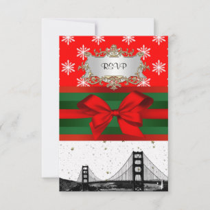 San Francisco Skyline Red Snowflake Christmas Advice Card