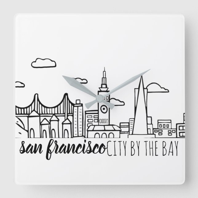 San Francisco Skyline Square Wall Clock (Front)