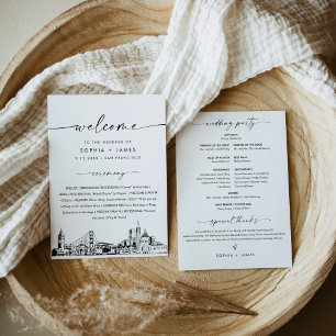 San Francisco Skyline Wedding Program 5x7 Card