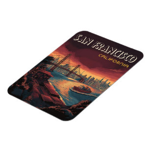 San Francisco Skyline with Golden Gate Bridge  Magnet