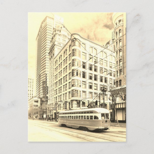San Francisco Street Sepia Postcard (Front)