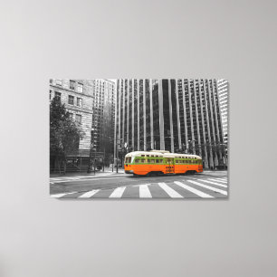 San Francisco Streetcar in Selective Color Canvas Print