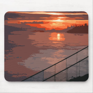 San Francisco Sunrise Retro Mouse Pad