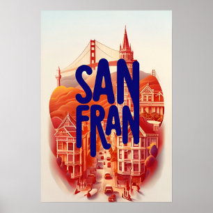 San Francisco Sunset Cityscape Wall Art Print