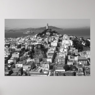 San Francisco Telegraph Hill – Black & White Photo Poster