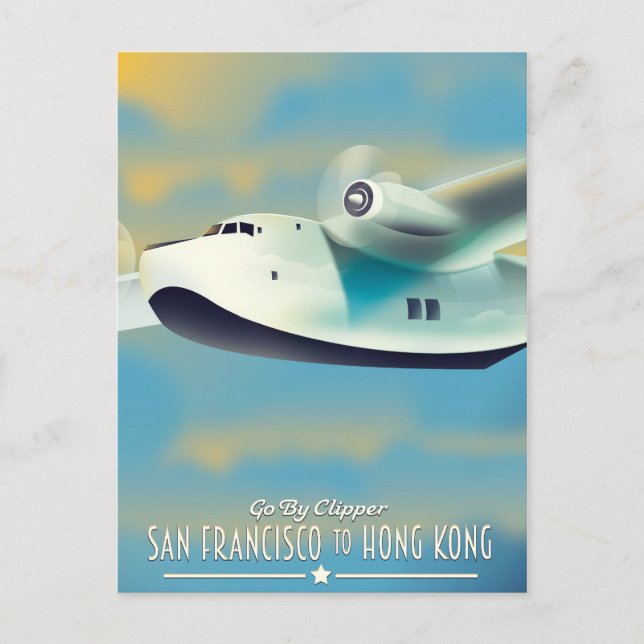 San Francisco to Hong Kong by clipper Postcard (Front)