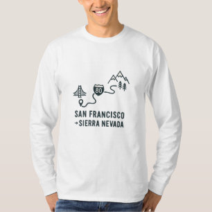 San Francisco to Sierra Nevada Route Design T-Shirt