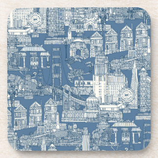 San Francisco toile cobalt denim Coaster