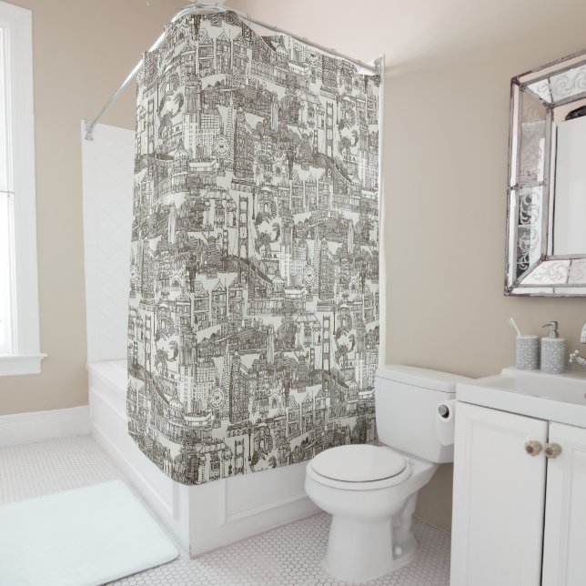 San Francisco toile tea brown strong white (In Situ)