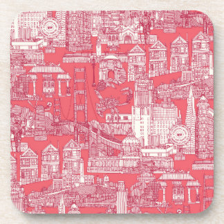San Francisco toile viva magenta rose pink Coaster