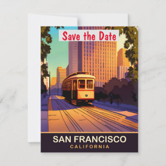 San Francisco Tram, California, Travel Postcard,  Save The Date