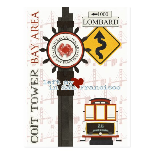San Francisco Travel Spots Postcard